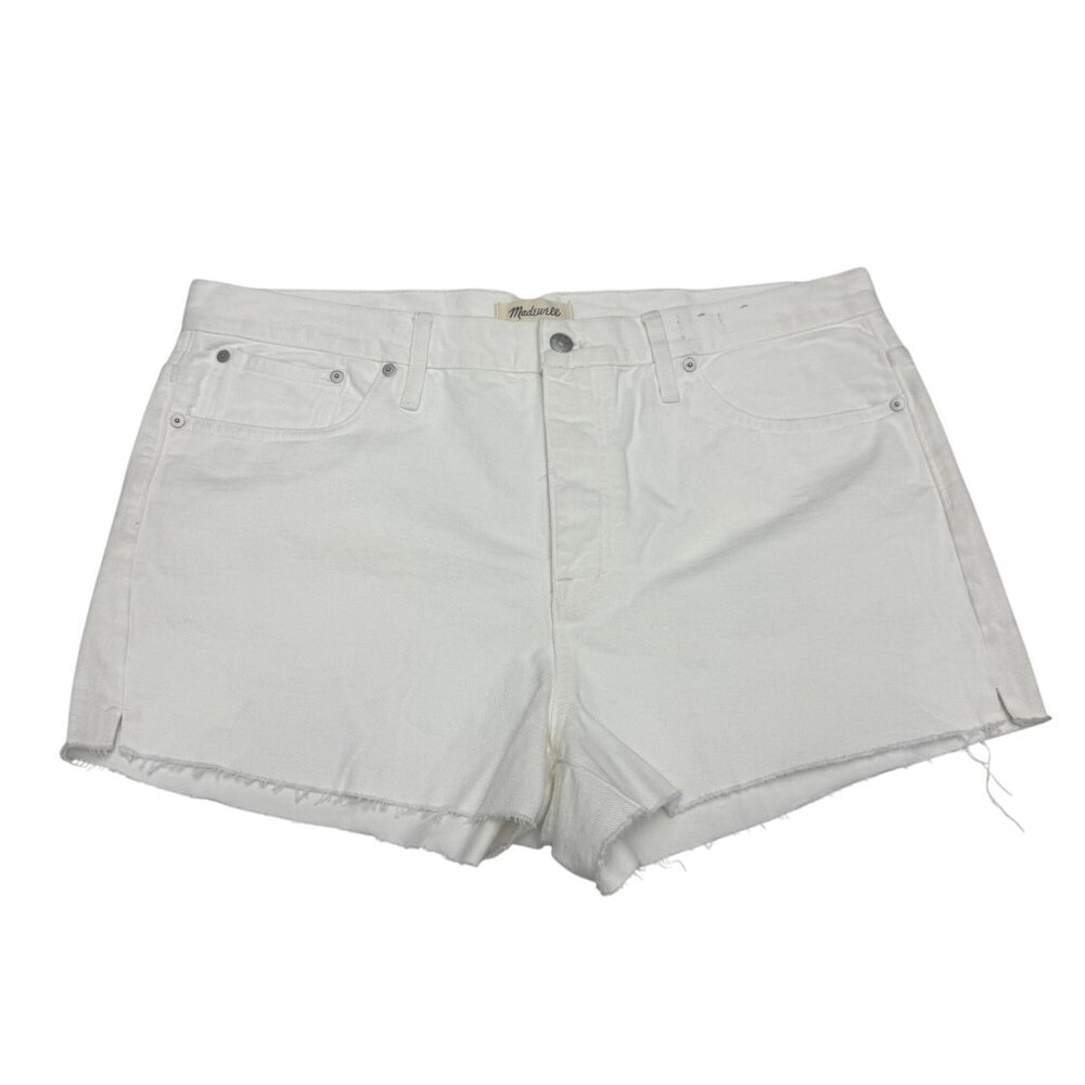 Madewell Relaxed Denim Shorts Womens White Cut Off Button Fly, Size 32